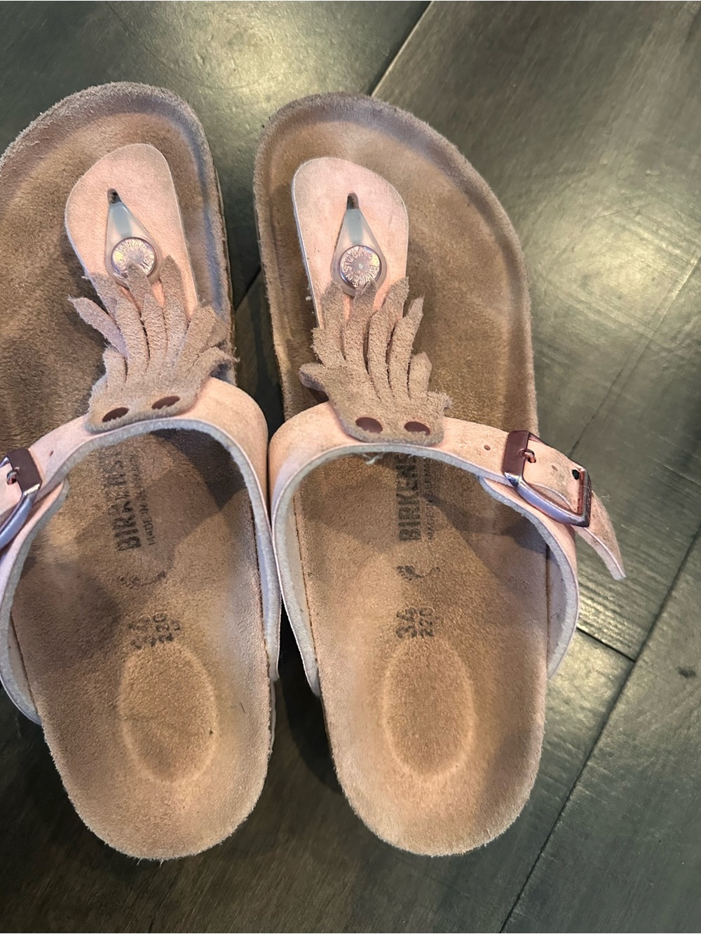 Birkenstock big kids pink suede leather sandals size 34 (2.5-3) - Picture 3 of 10